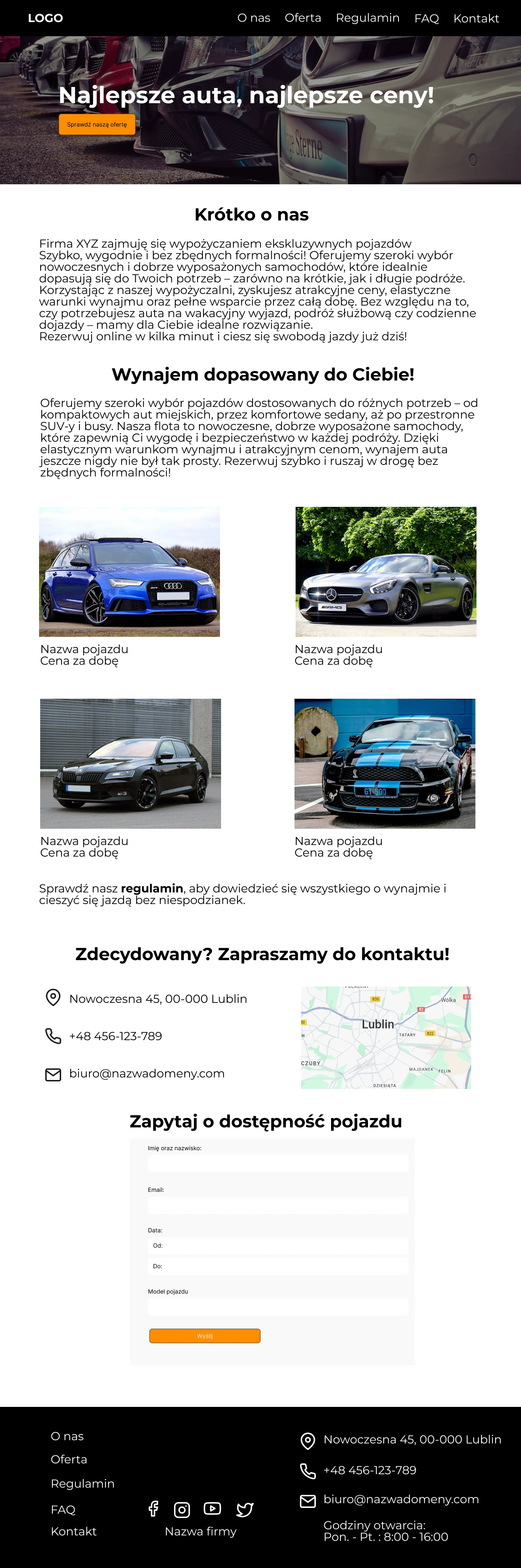 Na górze napis atelier fryzjerski pasja. Poniżej napisu połowa przedramienia ręki wraz z dłonią. W dłoni nożyczki.